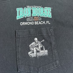 VTG Iron Horse Saloon T Shirt Sz 2XL Faded Black Bike Week 2009 Huge Graphic