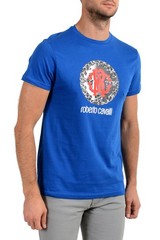 Roberto Cavalli “Beachwear” Men’s Blue Graphic Print T-Shirt US 2XL IT 56