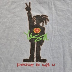 Vintage Yasa Shirt Mens XL Short Sleeve Graphic Tee 90s Y2K Blue Peace B Wit U