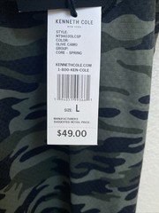 Kenneth Cole Active T Shirt Large Green Camo Crew Neck Tech SS Tee NWT $49