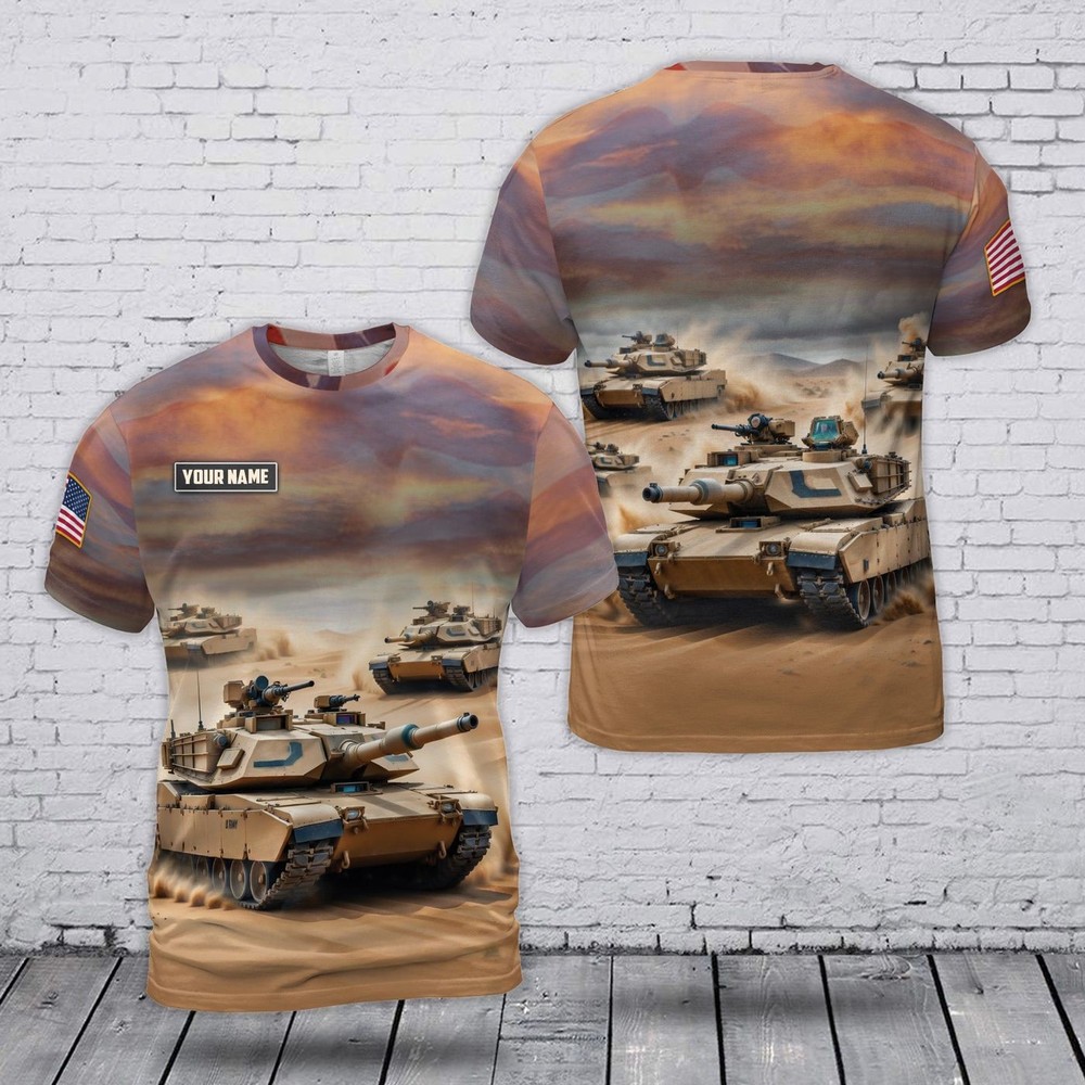 Custom Name U.S Army M1 Abrams T-Shirt Shirt For Dad