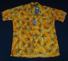 NWT ROUNDY BAY HAWAIIAN CASUAL BUTTON-DOWN SHIRT ORANGE SMALL L646