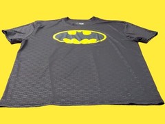 Batman Classic Logo Black Graphic T-shirt Sz XL All Over Logo Light Weight