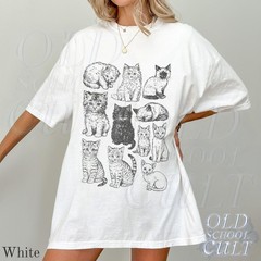 Vintage 90s Tattoo Cat T-Shirt Retro Y2K Kitten Graphic Cat Lover Gift Tee