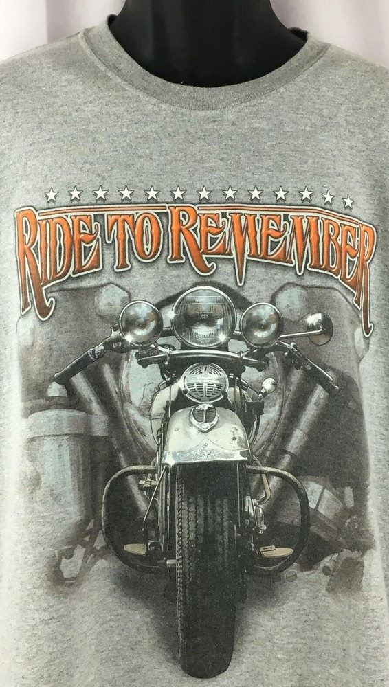 Ride to Remember 26th Leslie Watson Memorial Biker Mens Tshirt Silver Large