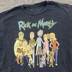 Rick and Morty T-Shirt Mens Size L Black Graphic Adult Swim Crewneck