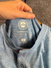 Flag & Anthem MadeFlex Henley T-Shirt Blue Sz M Stretch Moisture Wicking Stretch