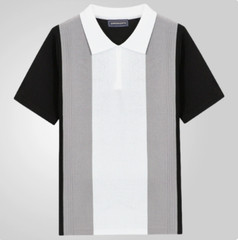 Men’s Multicolor Striped T Shirt Casual Knitwear Lapel Short Sleeve Summer Chic