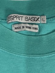 Vintage 90s Esprit Basix Pocket T Shirt Large Teal Turquoise Made In Hong Kong
