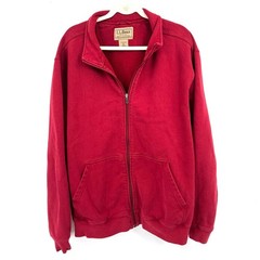 L.L. Bean vintage red full zip cotton blend sweatshirt jacket cabincore outdoor