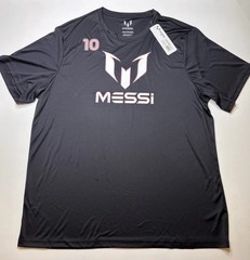 NWT Messi Mens Black Lionel Messi Short Sleeve Athletic Jersey Tee Shirt 2XL