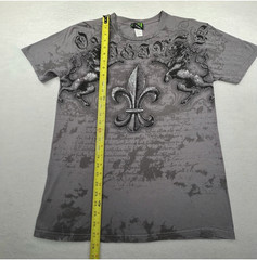 FSD (Four Seasons Design) VINTAGE Y2K Fleur di lis Lion T-shirt Gray Medium