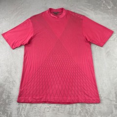 Nike Tiger Woods T Shirt Men Large Pink Geometric Performance Short Sleeve Golf
