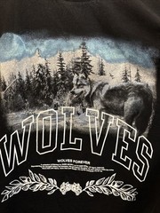 Vintage Darc Sport Wolves Club Graphic T-Shirt Black With Wolf Logo