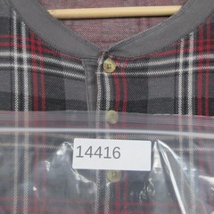 Eddie Bauer Henley Lounge Shirt Mens LT Gray Plaid Cotton Cabincore Lodgewear