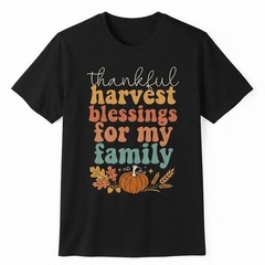 Thankful Harvest Blessings For My Family Autumn Thanksgiving T-shirt