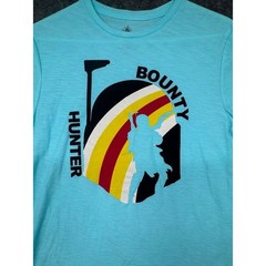 Disney Star Wars Boba Fett Bounty Hunter Graphic Tee Turquoise Blue Small NEW
