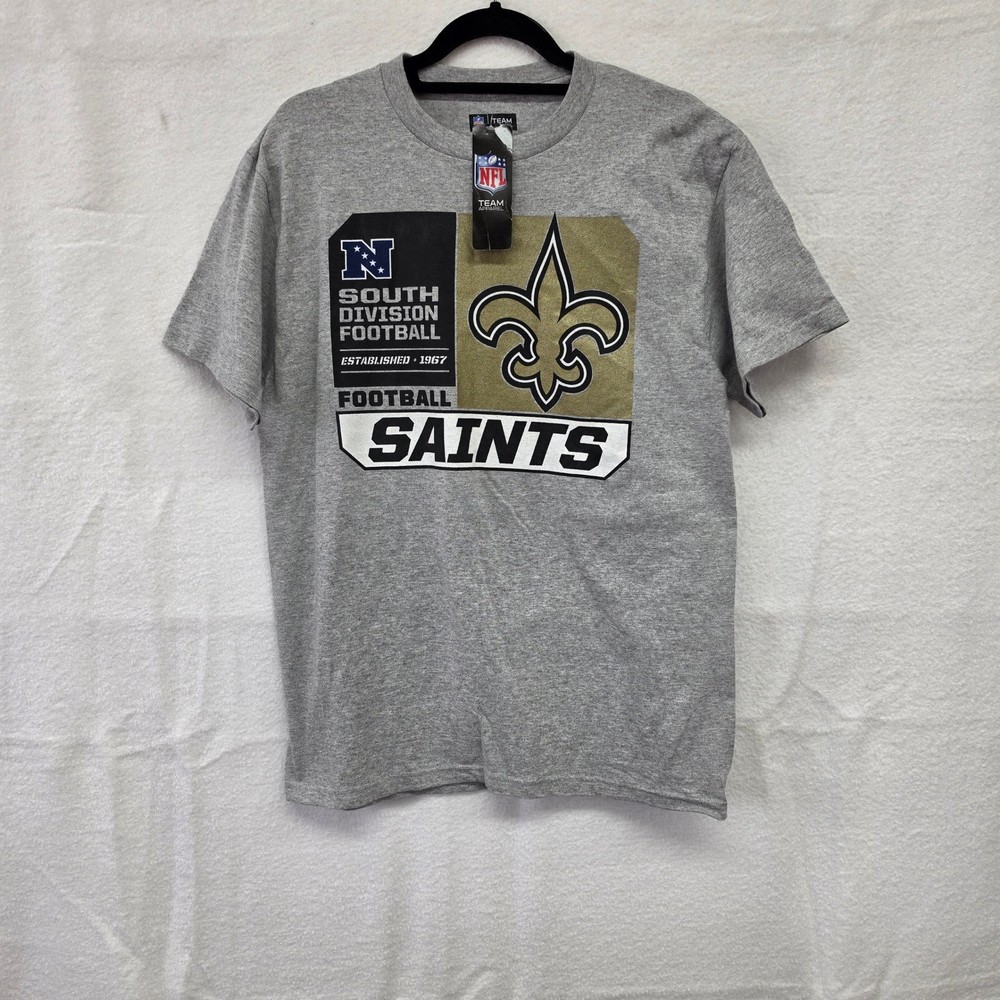 NWT M NFL Team Apparel New Orleans Saints Mens Gray Graphic T-Shirt