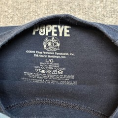 Popeye Shirt Mens Large Navy Blue Strong Graphic Crewneck Tee Cartoon 2019