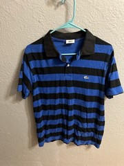 Vintage Lacoste 1/4 Button Polo Shirt Size 4 Blue Striped Mens
