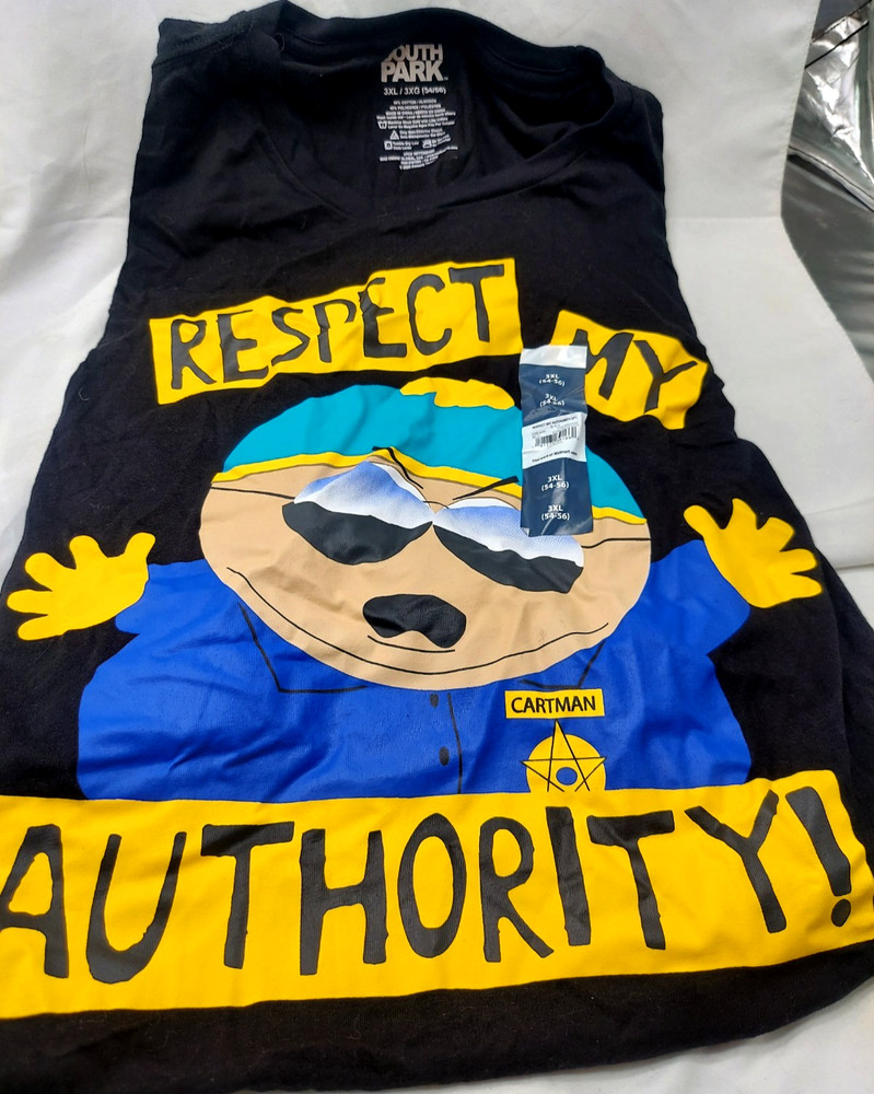Respect My Authority! Cartman South Park T-shirt NWT 3XL Uni Black