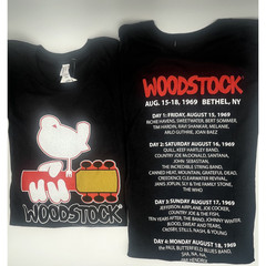 Woodstock Concert Line Up 2-Sided T-Shirt Black Cotton Men and Women TD1032