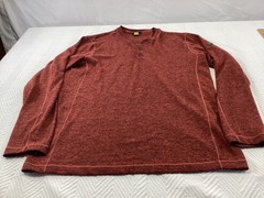 Eddie Bauer Henley Shirt Mens TL Maroon Travex 1/4 Snap