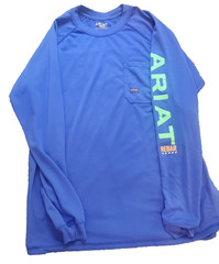 ARIAT Rebar Men’s Blue T-Shirt Size Large Long Sleeve