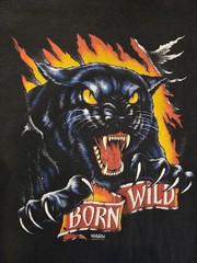 Born Wild Panther Shirt XL Double Sided Used Black 90’s Biker Motorcycle