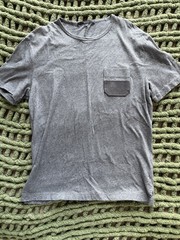 Gucci Gray Solid Crew Neck Pocket T-Shirt Men’s Size S