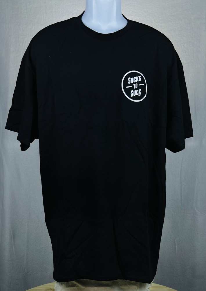 Men’s CLSC Graphic Print Logo Front ,Back Sucks To Suck T shirt Black Size XXL