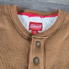 Coleman Henley Thermal Shirt Mens XL Sherpa Lined Waffle Knit Brown Pre-owned