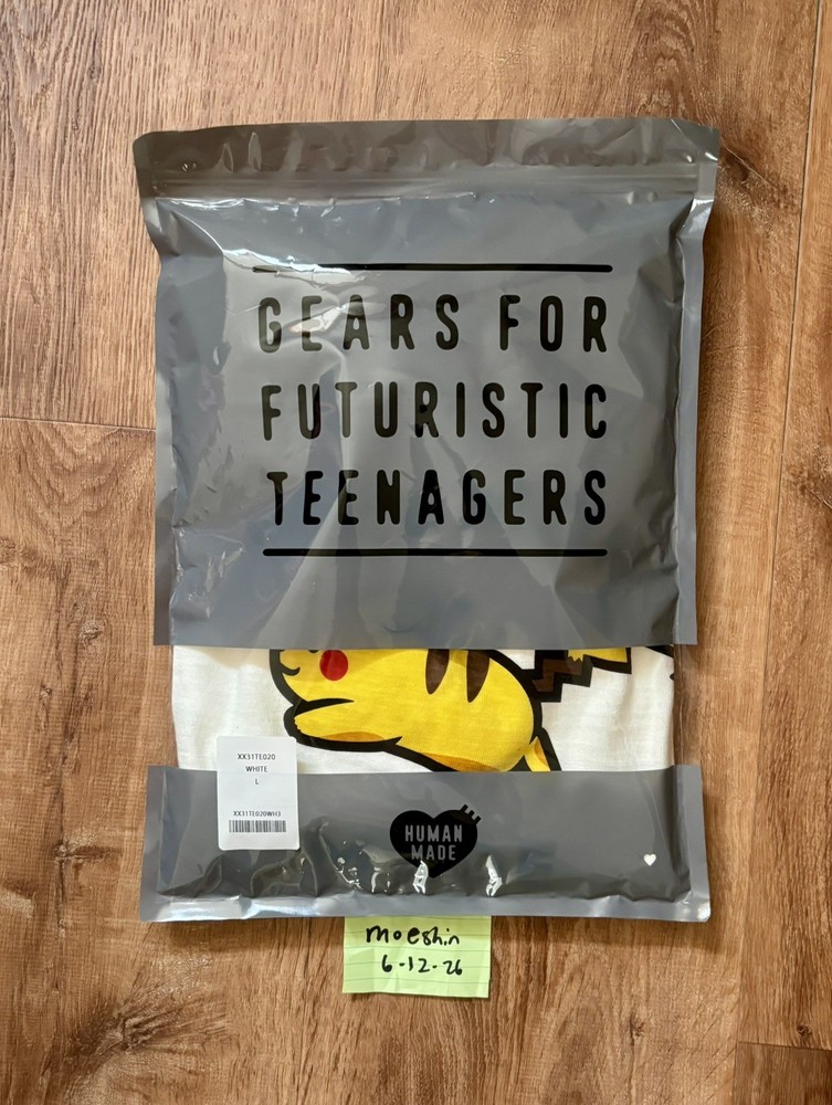 Human Made x Pokemon Tee T-Shirt White Pikachu XX31TE020 Size L IN HAND USA