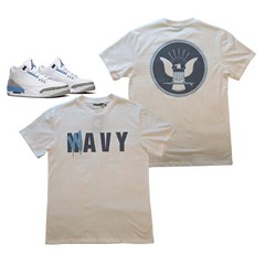 Tee to Match Air Jordan Retro 3 “UNC”, White, Small-3XL Wavy Seal Flint 13’s