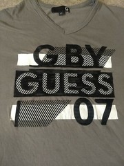 G by Guess 07 mens gray/ black short sleeve V neck T shirt adult size XL