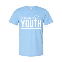 Christian Unisex Youth Tee With Large Typography, Cross Emblem, Sunrise Rays Gra