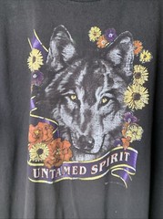 Vintage Untamed Spirit Wolf Shirt Mens Sz XL Outdoor Animal Art Tee 90s