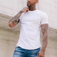 Solid Color Running Sport Short Sleeve T-shirts Gym Bodybuilding Workout Cotton