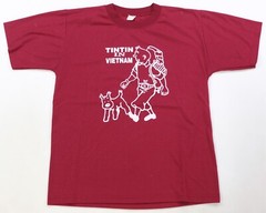 Rare Vintage Tintin In Vietnam Snowy Dog Graphic T Shirt 90s 2000s Comics Red