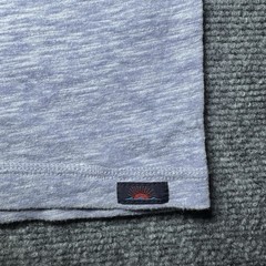 Faherty Blue Heather Dyed Cotton Blend Short Sleeve Henley Shirt Men Small
