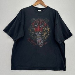 Y2K All Gravity AG The Natural Force The Chosen One Black Rhinestone Tiger Tee L