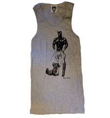 Tom of Finland T-shirts Tank Tops Gay Muscle Leather Fetish Black White Men Gray
