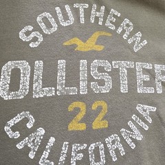 Hollister T Shirt Mens Sz L Vtg Y2K Preppy Surfer Skater Varsity Spellout Tee
