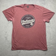 Volcom T-Shirt Mens Sz Medium Maroon Short Sleeve Graphic Logo Surf Skate Snow