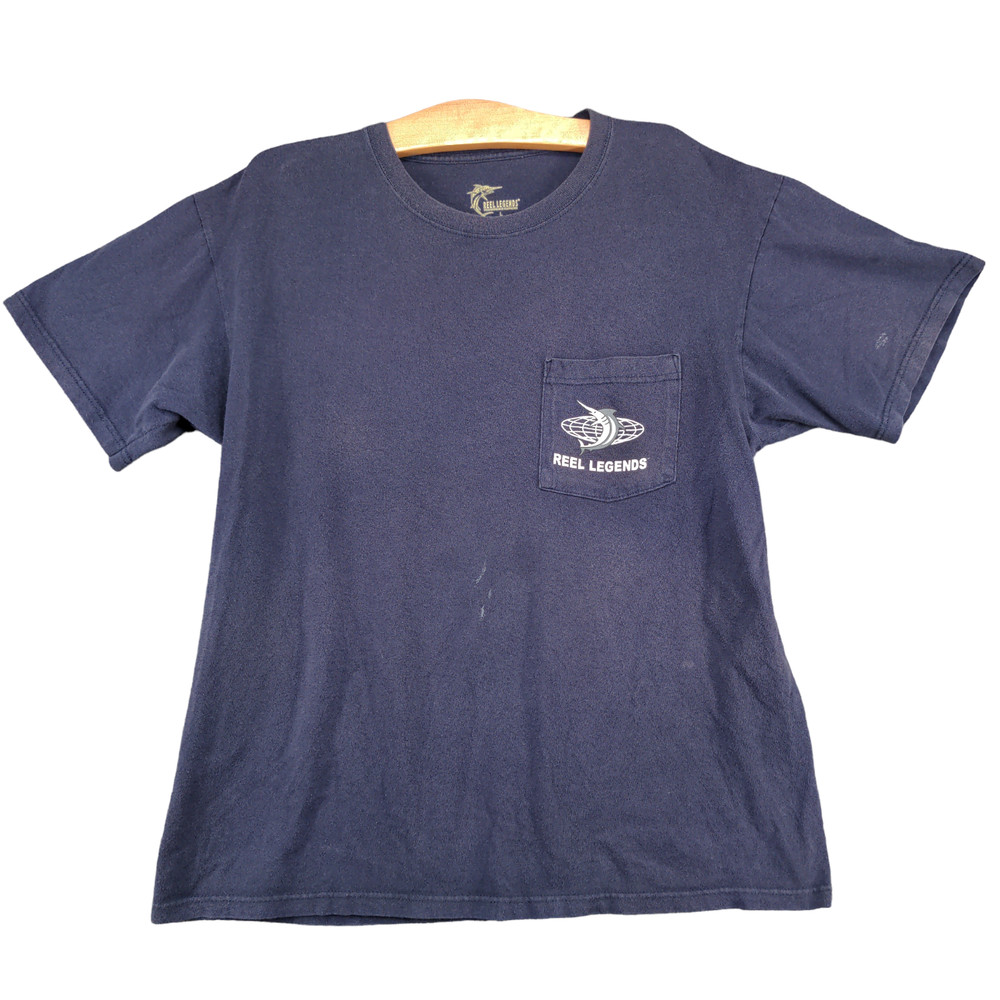 Reel Legends Men’s T-Shirt Blue Large Short Sleeve Crew Neck Preshrunk Cotton