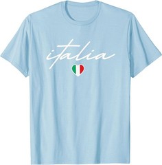 Italian Flag Italy Vintage Italia Heart Cursive Womens Girls T-Shirt