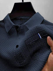 Men’s Ice Silk Collared Pocket Shirt Short Sleeve Casual Summer Top