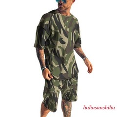 Mens Summer Short Sleeve T-Shirts and Shorts Sweatsuit Set Outfit 2-Piece Set