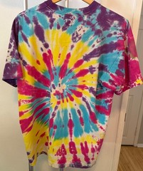 Vintage Fruit Of The Loom Tie Dye Shirt XL Multicolor Rainbow Spiral Graphic Tee