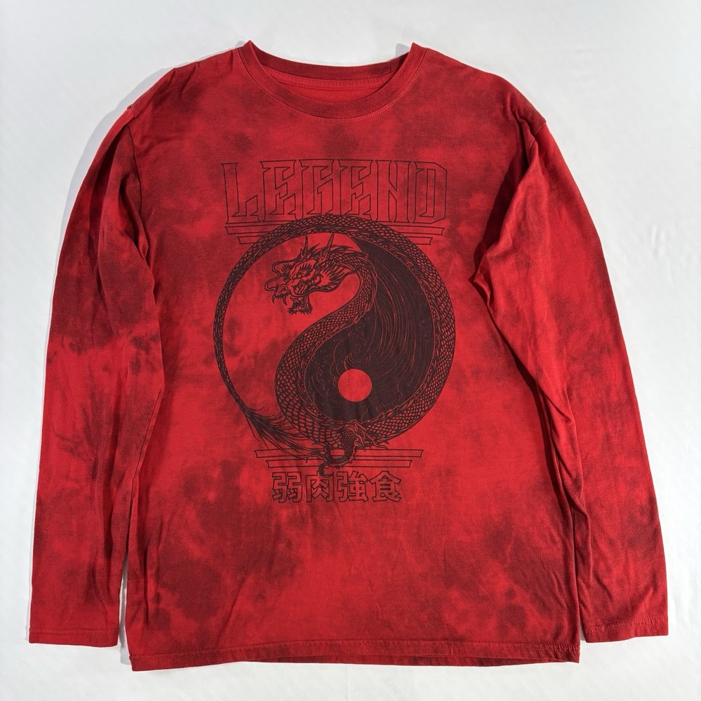 Fresh Laundry Legend Dragon Red Yin Yang Long Sleeve Shirt